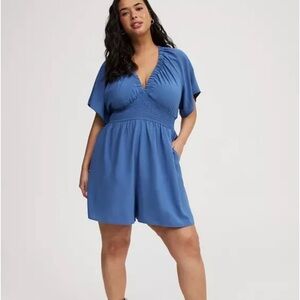 Torrid Blue Horizon Double V-Neck Romper